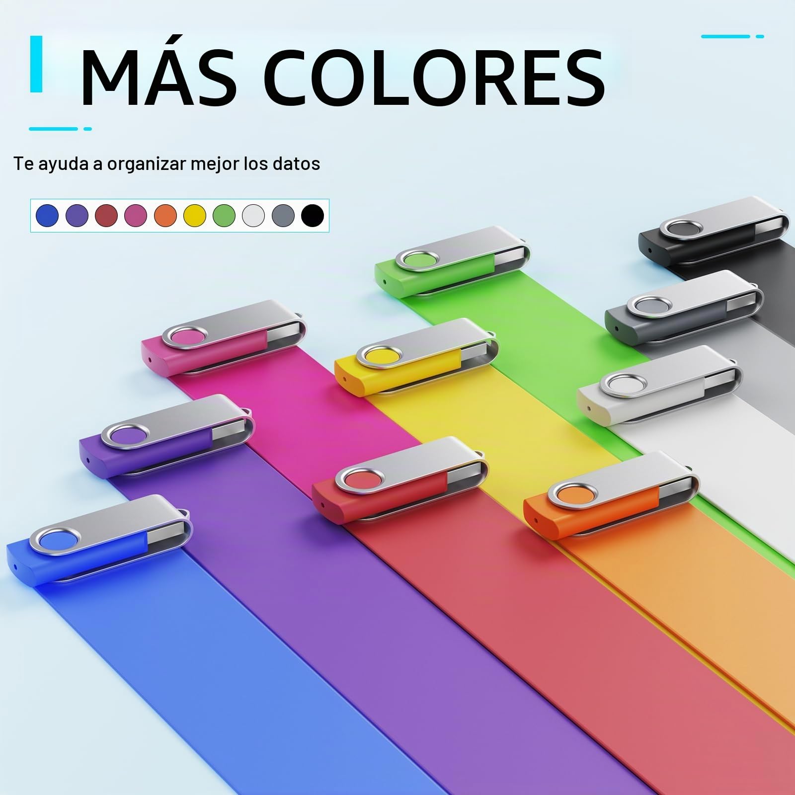 Pendrive 32GB 10 Piezas USB Flash Drives - Portátil Memorias USB 2.0 32 GB Multicolor Práctico Pen Drives - Almacenamiento de Datos Llave USB con 10 Unidades Cuerdas Regalo para Familia by FEBNISCTE