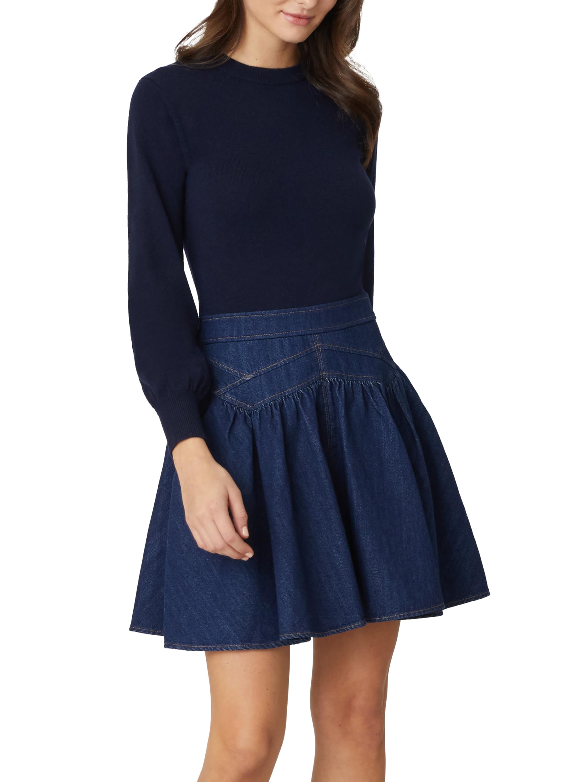 Photo 1 of Shoshanna Women's Denim Knit Combo Matilda Dress, Navy/Dark Denim, L