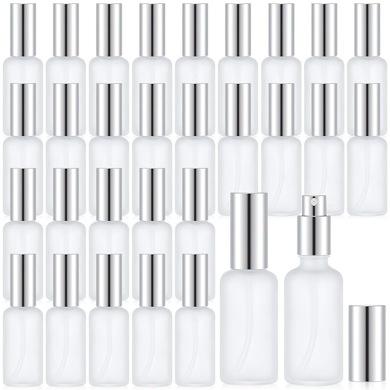 Roshtia 30 Frascos de Vidro com Spray, Prata, 50 mL, Retrô