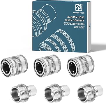 POWER TOWN Quick Connect Hose Fittings, 3/4 Inch GHT Stainless Steel