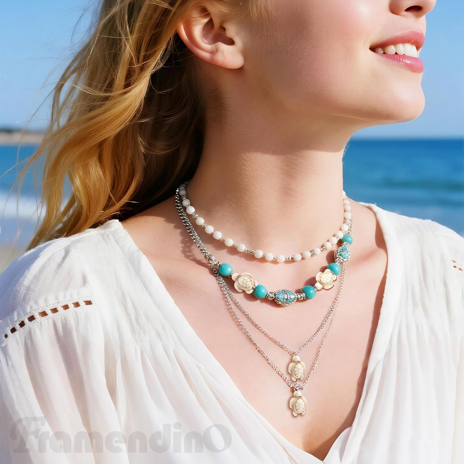 Framendino, 92 Pack White Turquoise Sea Turtle Beads Charms Synthetic Ocean Animal Spacer for Bracelet Necklace Making Jewelry - Image 3