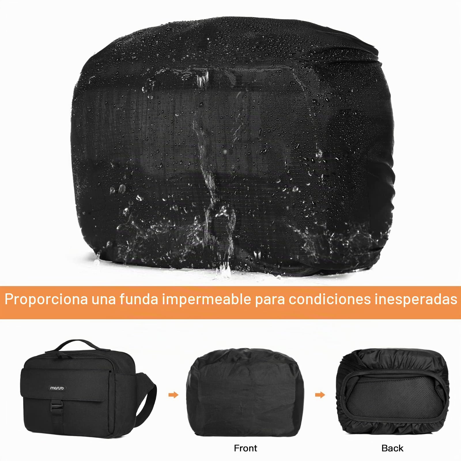 MOSISO Cámara Hombro Bolsa Caso Crossbody Sling Monedero, DSLR/SLR/sin Espejo Compacto Acolchado Foto Bolso con Cubierta Lluvia Compatible con Canon/Nikon/Sony Cámaras y Lentes,Negro | Fotografía acolchada compacta con cubierta impermeable compatible con