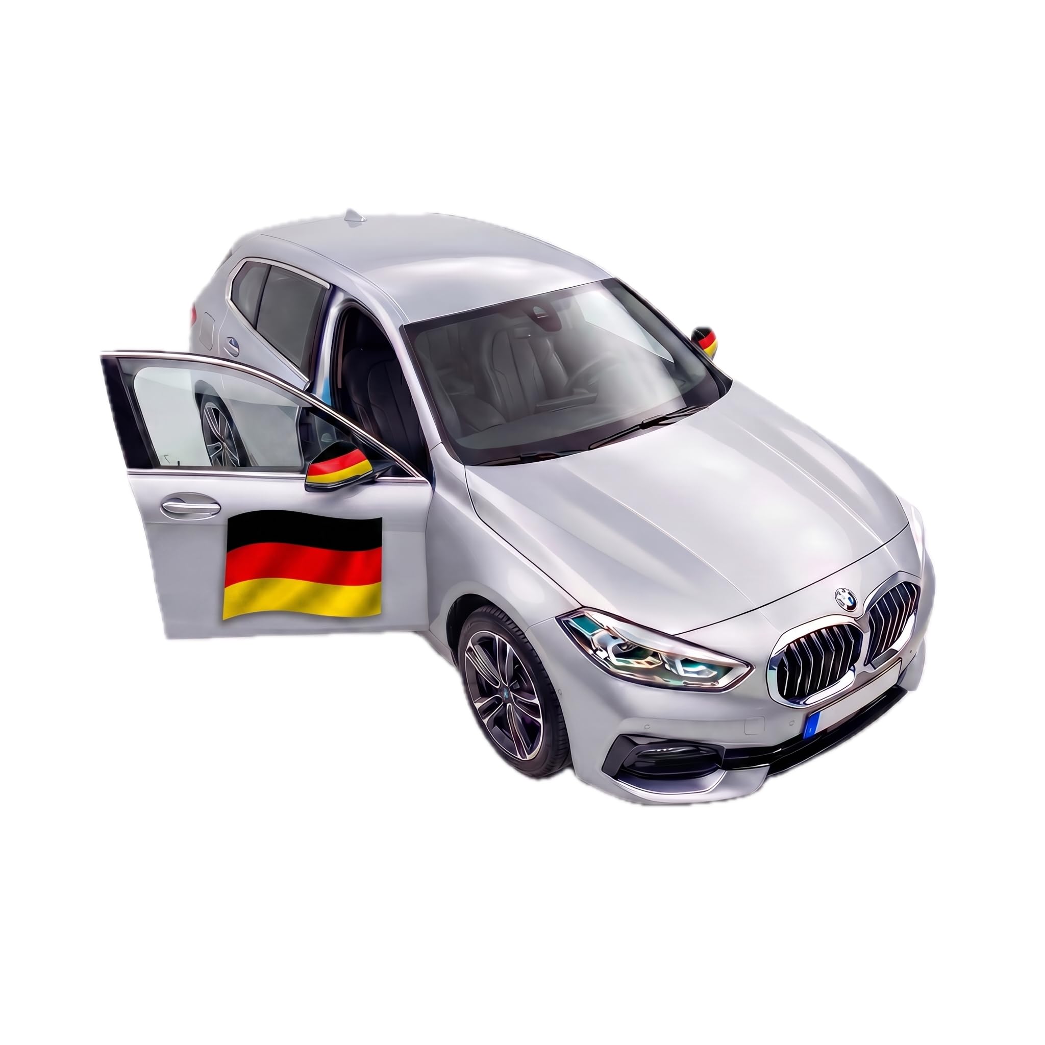 Sonia Originelli Fanset Fanartikel für das Auto Außenspiegelfahnenset Magnetfahnen für die Türen EM WM Fussball, Farbe: Deutschland