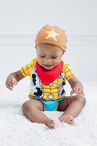 Disney Cosplay Baby Bodysuit and Hat Set Newborn to Infant Sizes (Newborn - 24 Months)