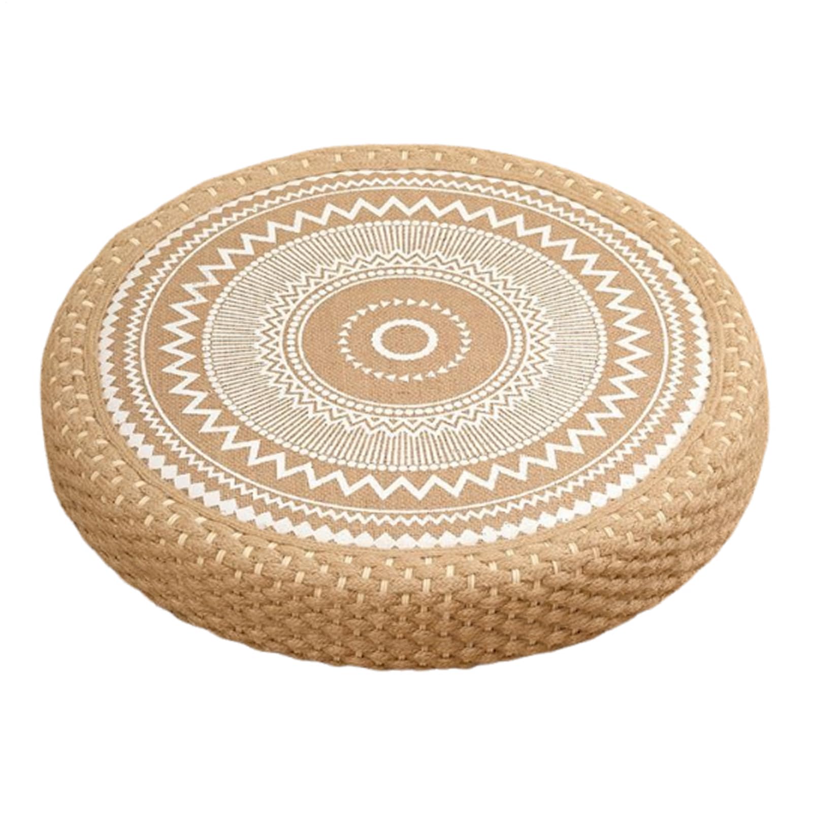 Cuscino per Meditazione Cuscino Rotondo Intrecciato in Paglia per Pavimento | Stile Boho per Arredamento Casa Yoga Soggiorno Sala da Tè Esterno e Interno