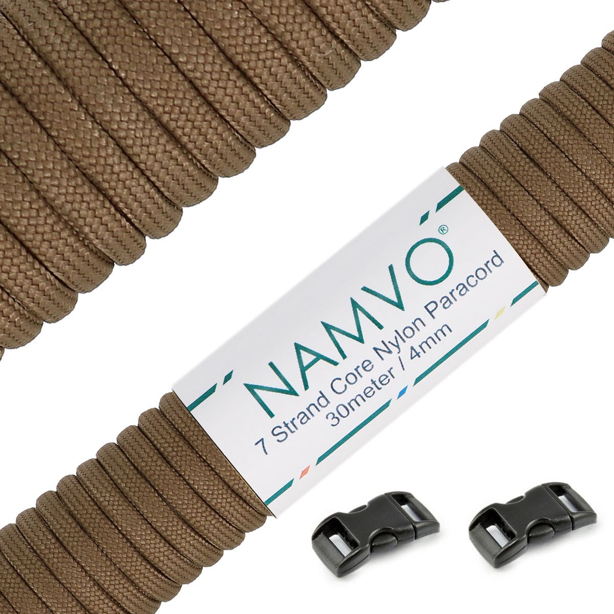 Namvo 550 Paracord Mil Spec Type III 7 Strand Parachute Cord Total Length 100ft/30 Meters Solid Color — view 19