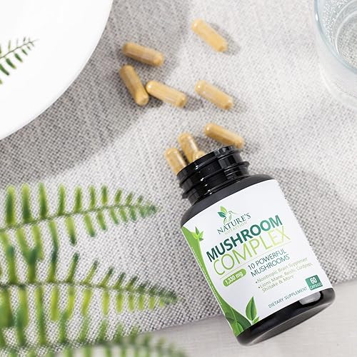 Miniatura 9 de Suplemento de hongos Nootropic 1330mg - 10 en 1 suplementos cerebrales de alta resistencia complejo de hongos con melena de león, cola de pavo