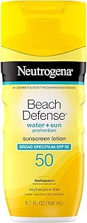 Neutrogena Beach Defense Water-Resistant Sunscreen Lotion with Broad Spectrum, Oil-Free and PABA-Free Oxybenzone-Free Suns...