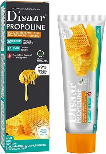 DISAAR BEAUTY Propoline Honey Mentol Pasta de dientes Aliento Fresco Salud de las encías Limpieza rápida de los dientes 100g/3.53oz