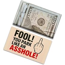 Bad Parking Prank Cards You Park Like an A*Shole Realistic $100 Bill Gag Gift 50 Pack Funny Parking Ticket Notes