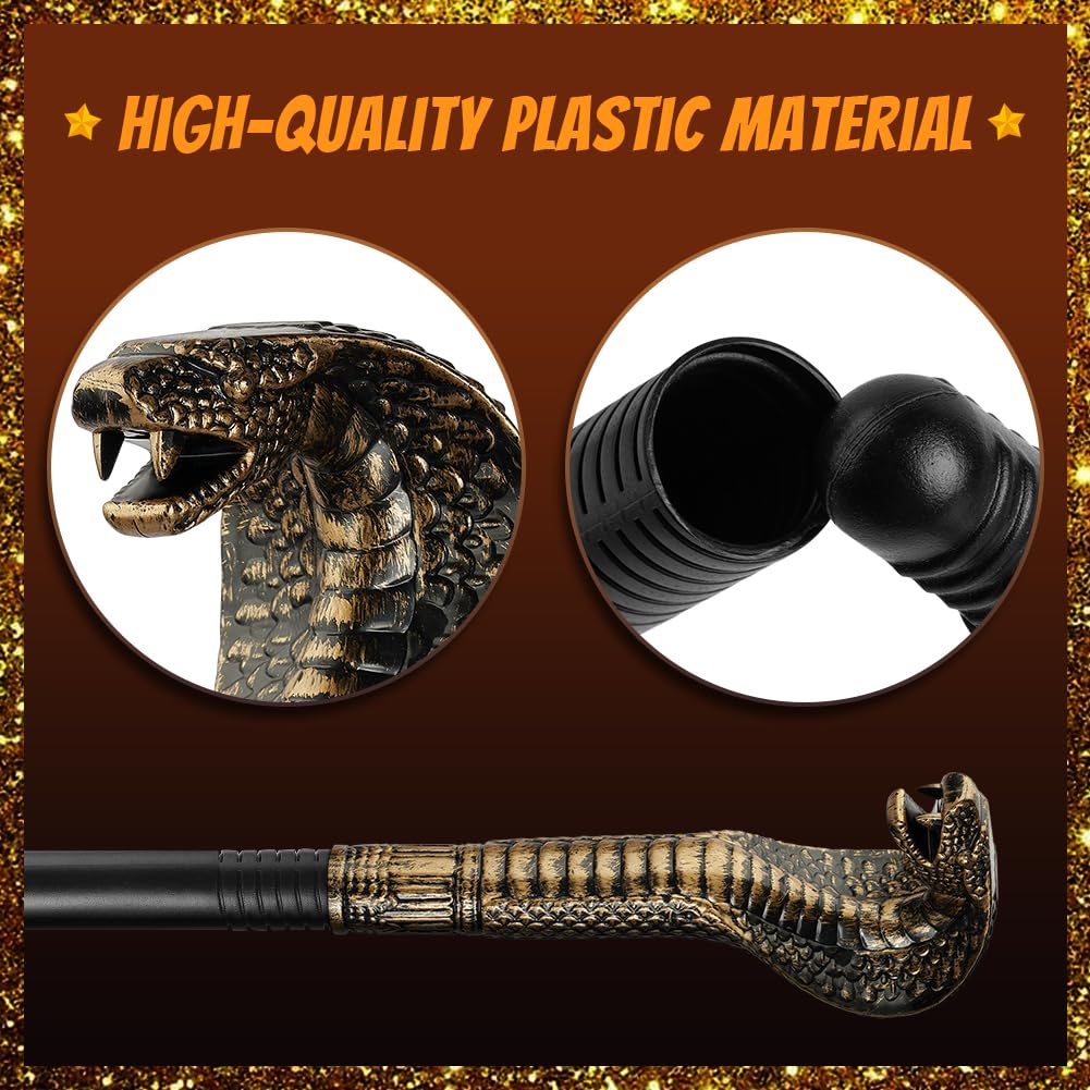 AUYAO Snake Scepter Egyptian Golden Snake Head Cane Egyptian Style Cobra Head Staff Three Section Snake Scepter Wand Pharaoh Stick Halloween Costume Prop for Party Theatrical Productions and Cosplay - Image 4