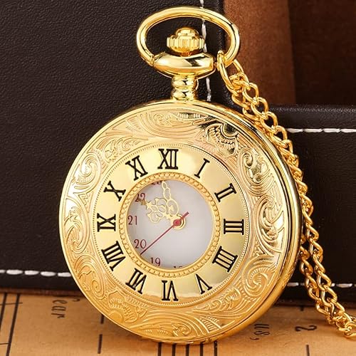 Relógio De Bolso Masculino Steampunk Com Corrente Dourado