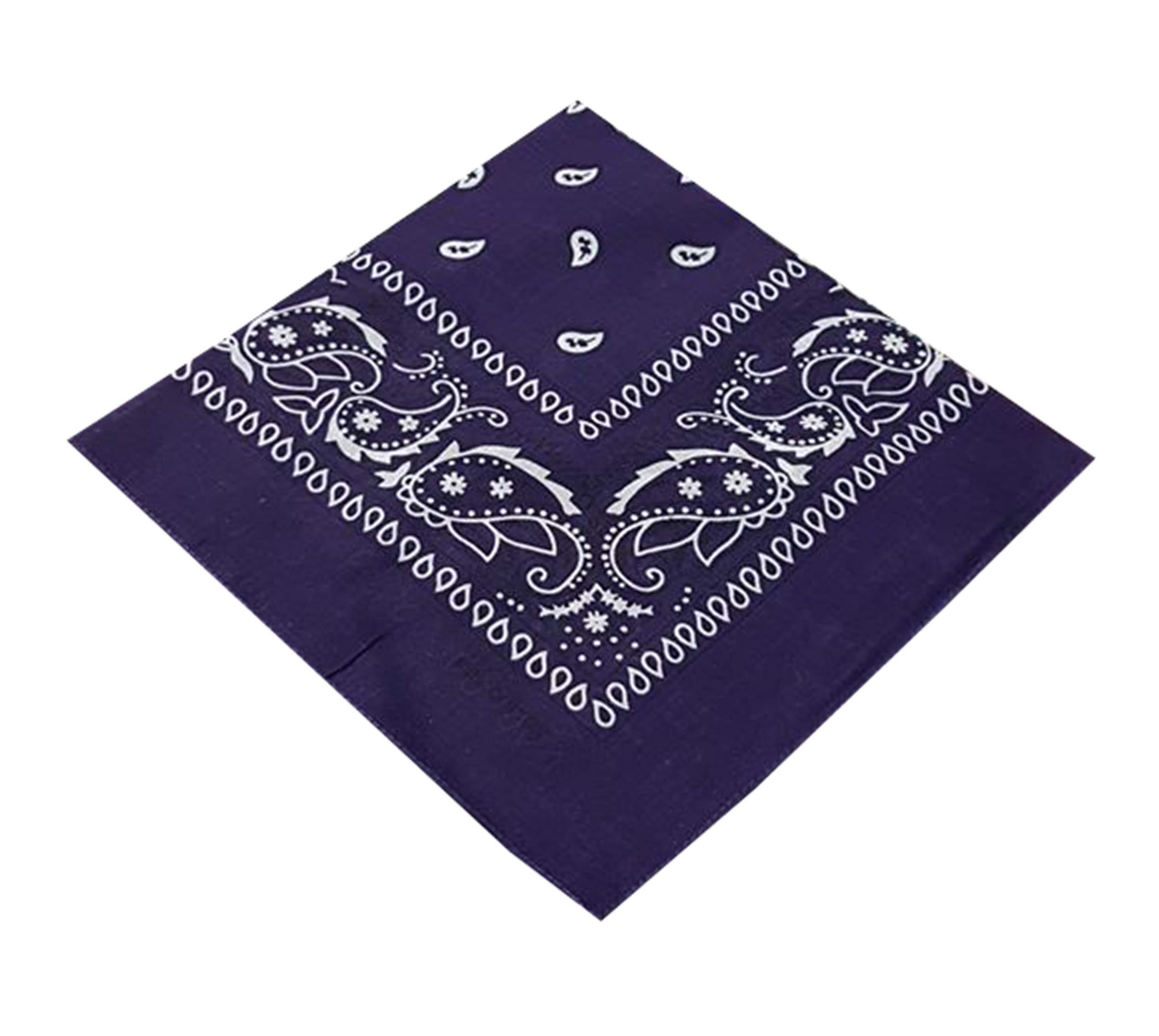 Ksc Unisex Deep Purple New Cotton Bandanna Double Sided Paisley Headbands, Neck Scarf, Handkerchief, Lovely Colors (Deep Purple)