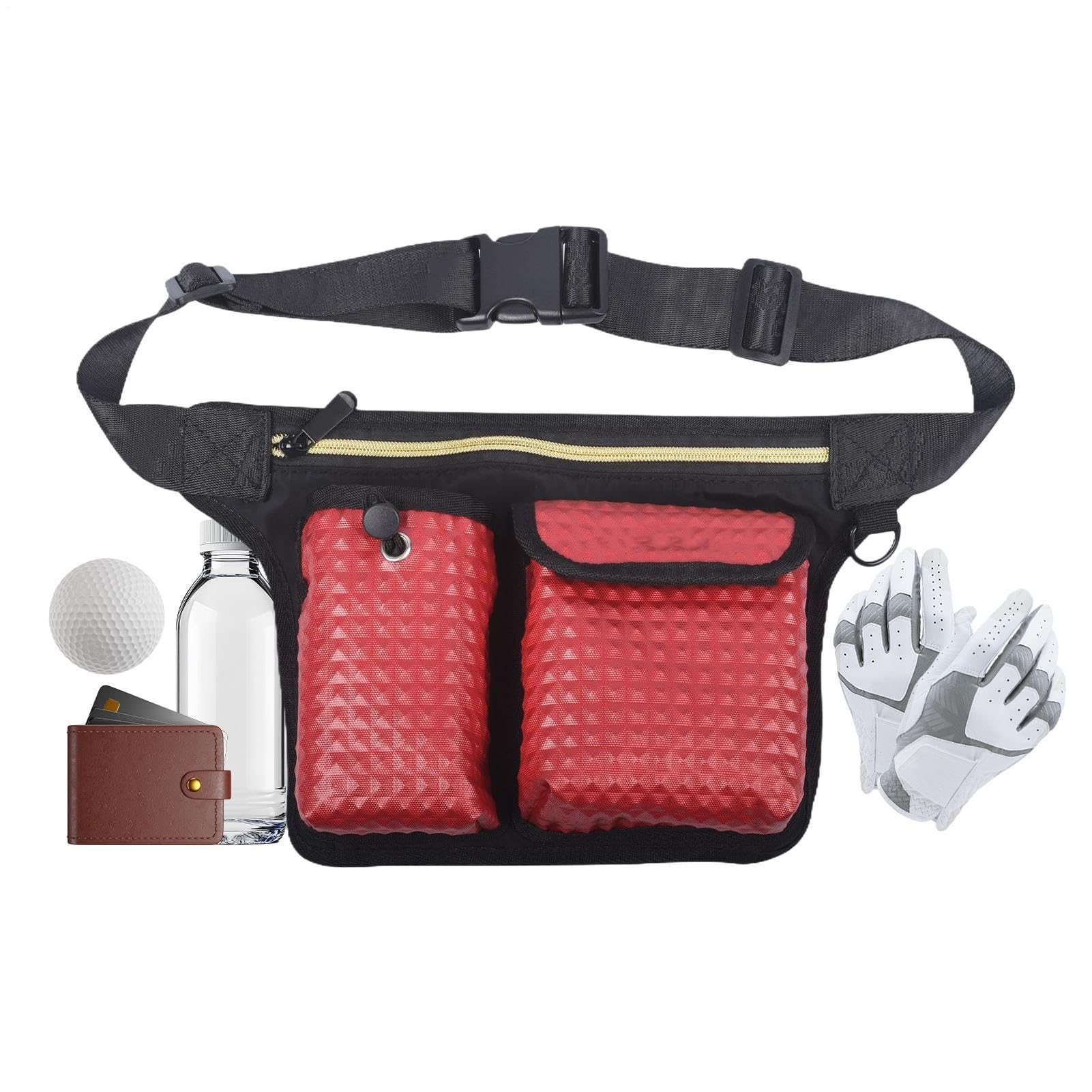Golf-Bauchtasche Weiches, Atmungsaktives Material, Mit Mehreren Fächern Und | Golfball-Tee-Tasche Halter Für Park, Country Club, Driving Range, Feld, Turnier, Training, Grün