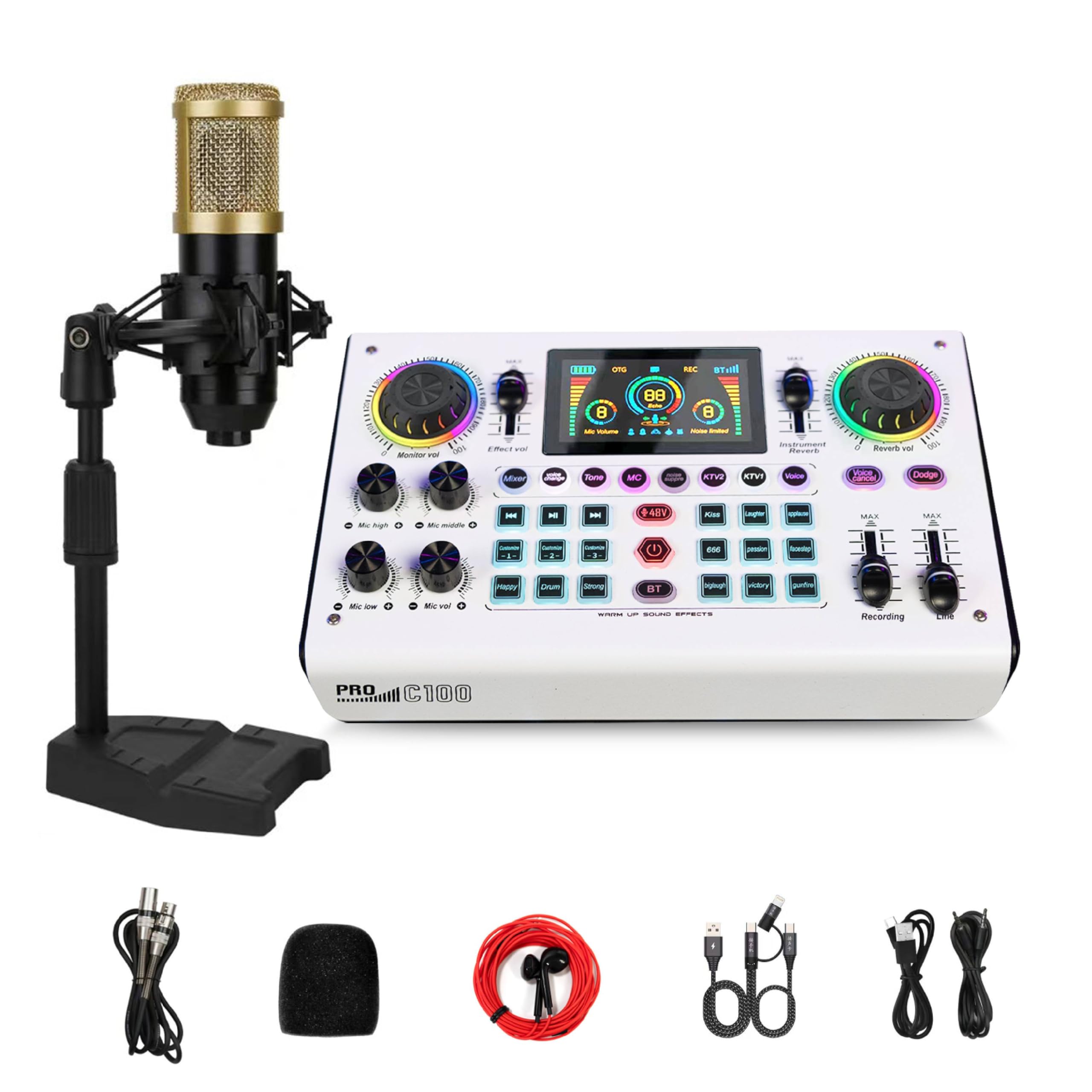 HICALL C100 PRO Mixing Console Sound Card Microphone Kit - Smart