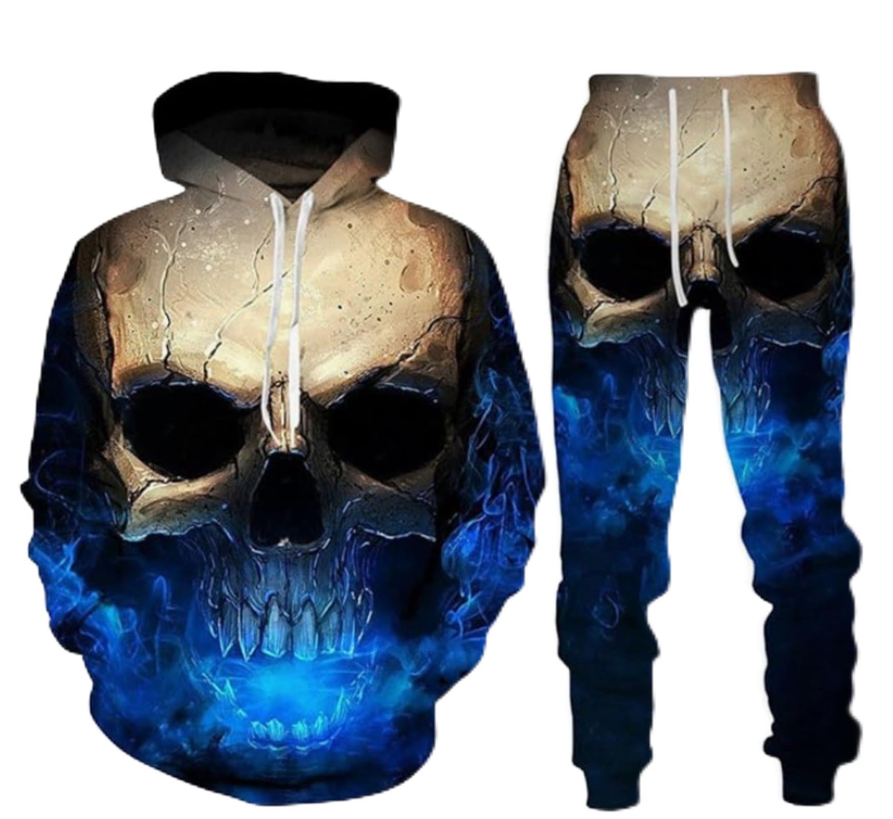 lFTEGUFKXS Men's Skull Tracksuit Men's 3D Skeleton Sweatshirt Sweatpants Skull Jogging Suit Set Hoodie and Trousers, Tracksuit17, 6XL