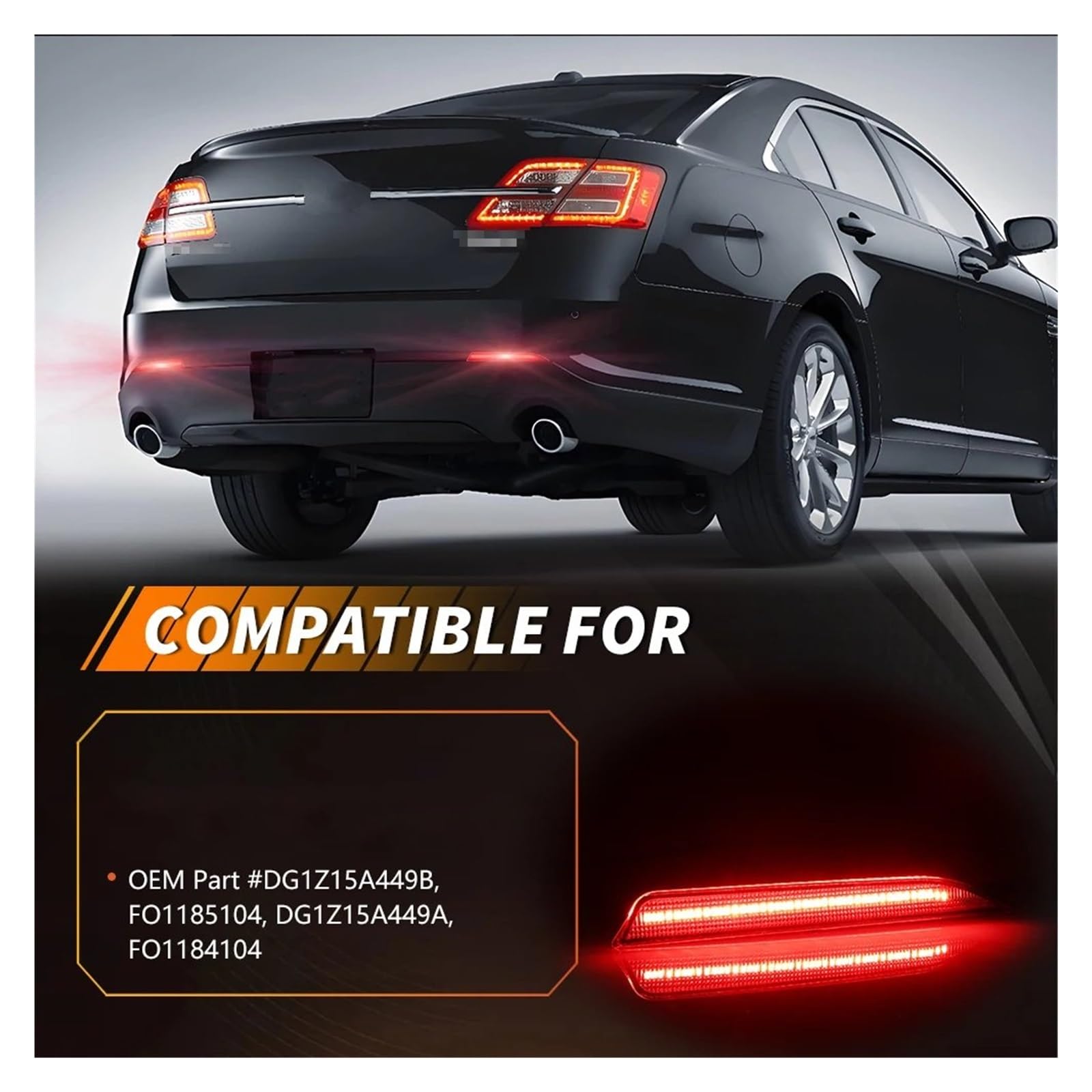 Lámpara Reflector Parachoques Trasero Para Ford Para Taurus Para Police Interceptor Sedan 2013-2019 Luz Reflectora Trasera Luces De Freno Luz Trasera Con LED(Red Lens Red LED)