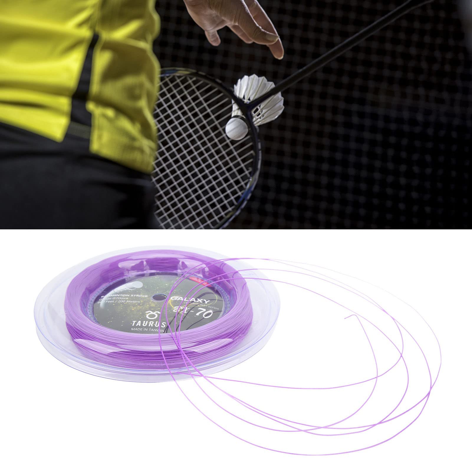 POWER BX70 Corde de raquette de badminton en nylon hautement élastique 0,7 mm Bobine de 200 m