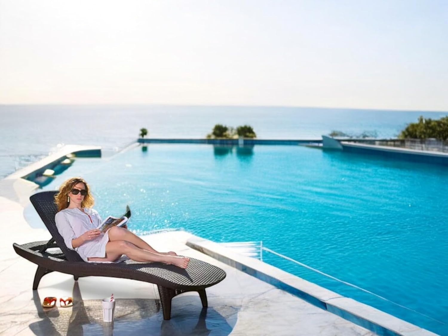 2-Pack All-Weather Grenada Chaise Loungers, Woven Resin (Brown)