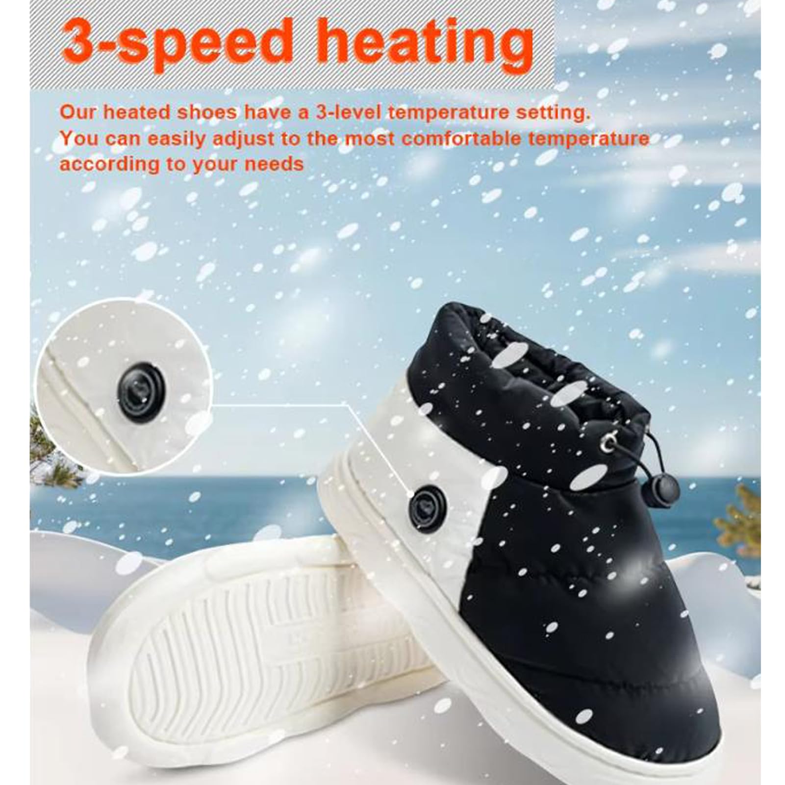 Zapatillas Calefactables USB, Calentador De Pies con Batería De 5 V Y 4000 Mah, Zapatillas Eléctricas con 3 Nivel Zapatos Calefactados para Mantener Los para Mujer Hombre
