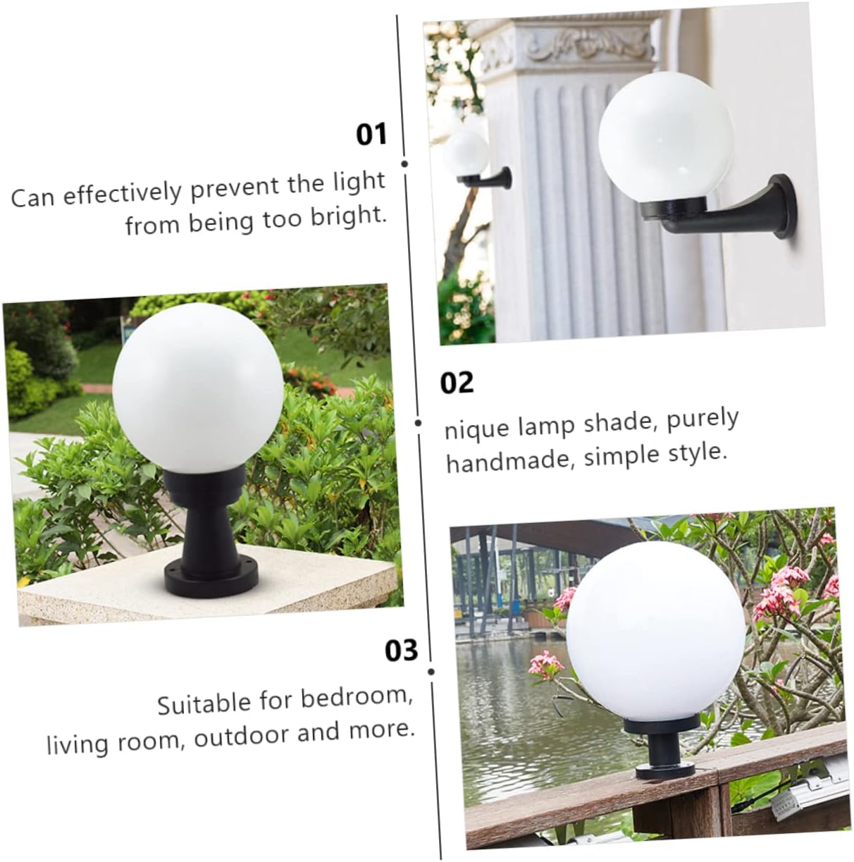 MERRYHAPY 2pcs Acrylic Globe Lampshade for Outdoor Lighting Protective Cover for Wall and Post Fixtures Versatile Lamp Shade Decoration