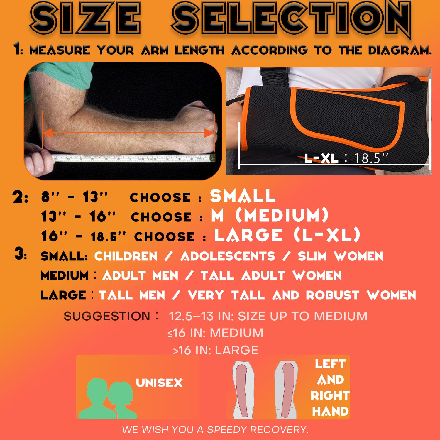 Arm Sling for Women&Men with Enhanced Size Adjustable Sling for Arm Support, Elbow Wrist Left Right Arm Sling with Buckle Design (L-XL) - Image 6