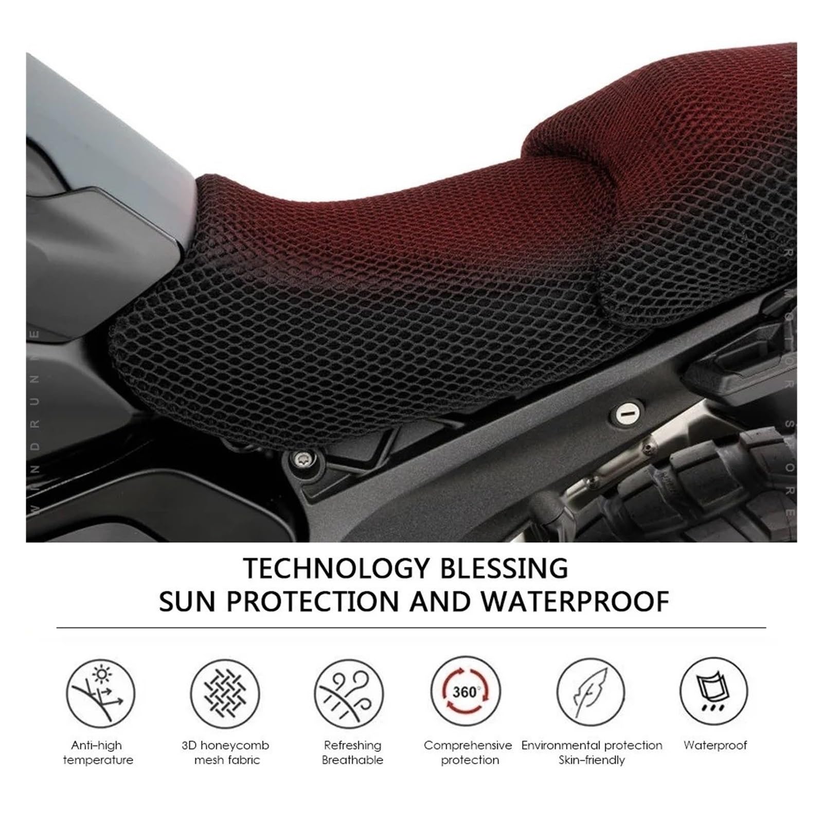 Motociclo Coprisedile Cuscino Coprisedile Con Flusso D'aria 3D Per B&MW R1300GS R 1300 GS 2024- Fodera Per Cuscino In Tessuto Antiscivolo Per Moto