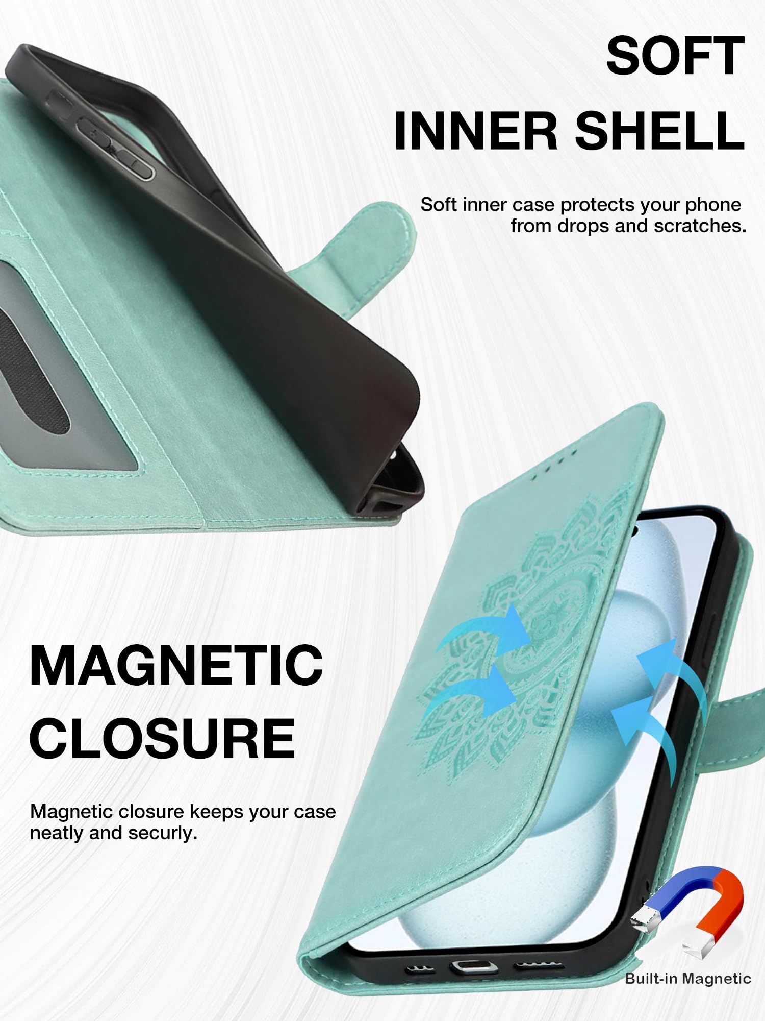 Aazon.co: Elteker For IPhone 15 Pro Wallet Case With Card Holder, PU
