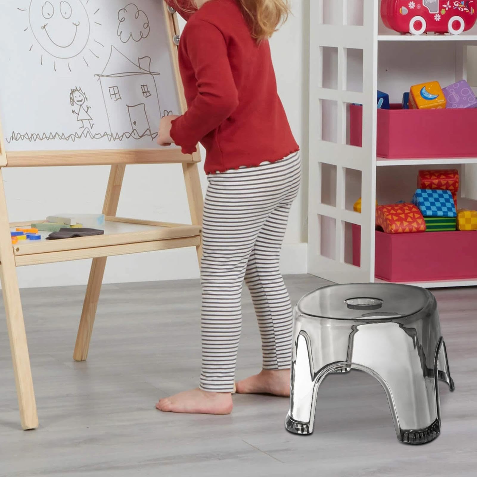 Kumprohu Clear Bathroom Step Stool - Waterproof Non-Slip Transparent Stool,Clear Stool for Bathroom Bedside Small Shower Spaces, Corner Bench, Clear Seat, Bath Stool