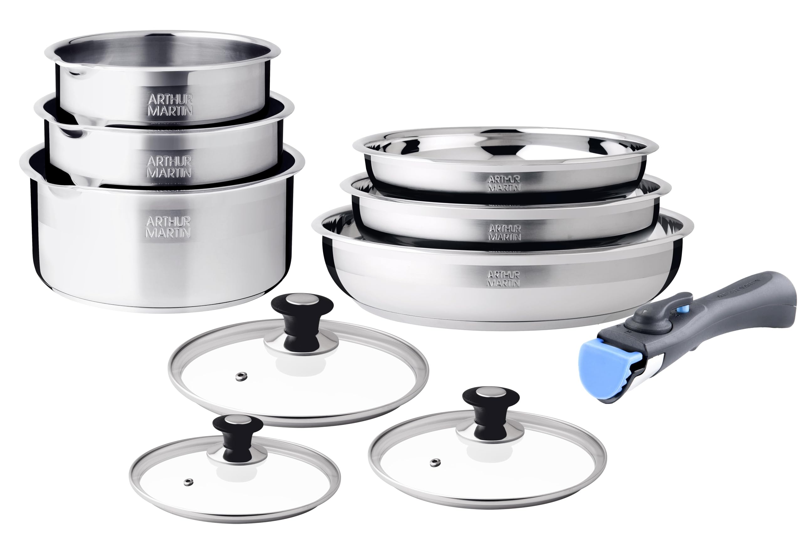 Arthur Martin Removable 10-piece stainless steel cookware set