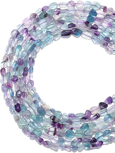 Miniatura 4 de BEADIA Perlas de piedras preciosas sueltas de fluorita natural irregular para la fabricación de joyas de 0.197-0.315 in 15.0 in