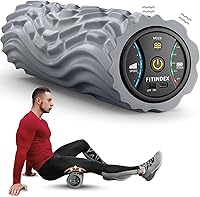 FITINDEX Vibrating Foam Roller for Back Pain Relief - 5 Speeds, 3-in-1 Density, USB-C Rechargeable, FSA/HSA Eligible, Portable Gray