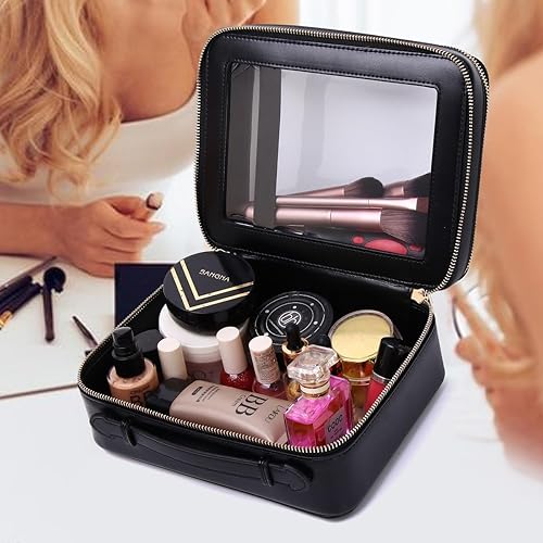 Miniatura 4 de Pinkmik Bolsa de maquillaje transparente, estuche de maquillaje de viaje, estuche de cosméticos transparente, bolsa de aseo de viaje transparente