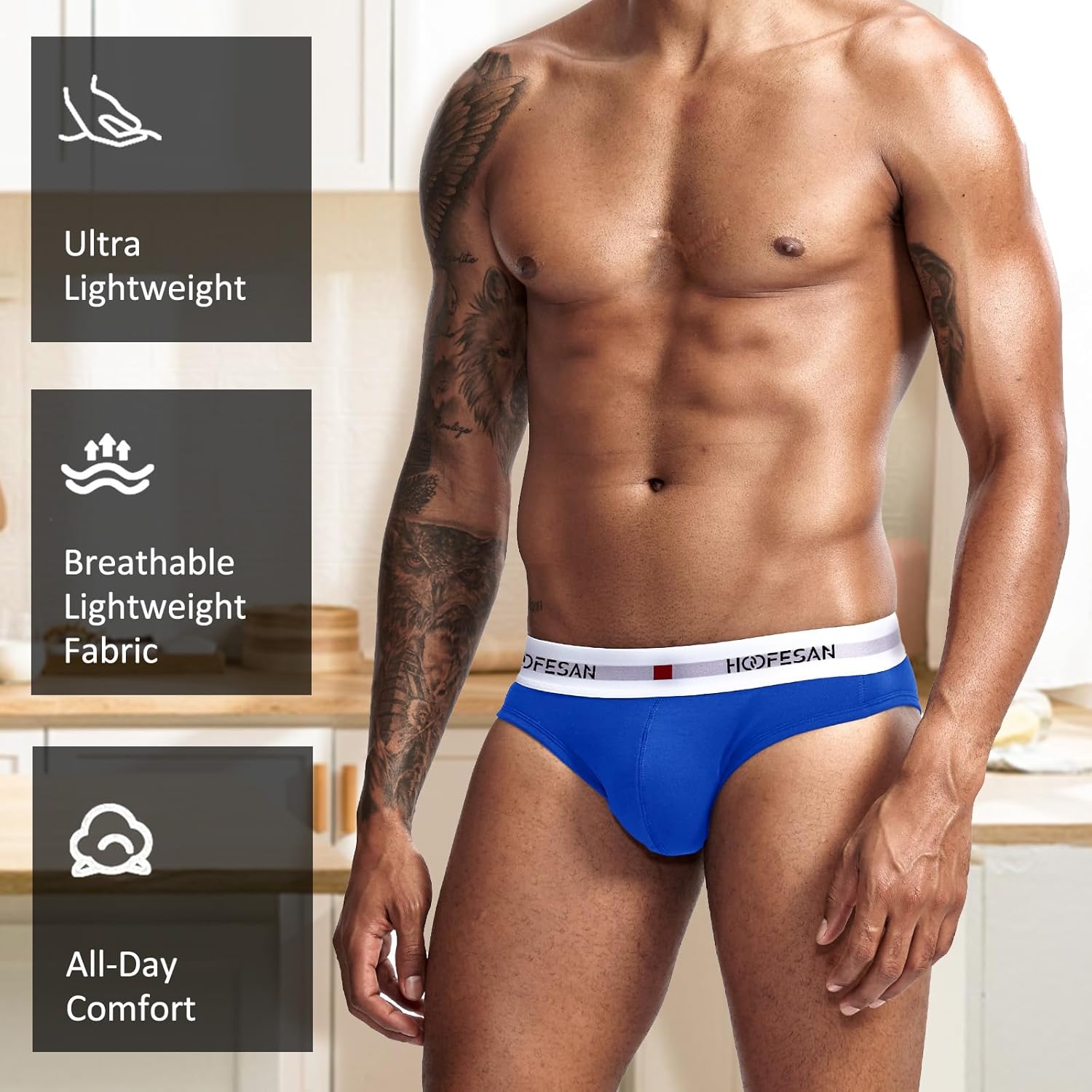 HOOFESAN Mens Underwear Briefs Pack Stretch Cotton Low Rise Briefs for Men Wide Waistband Multipack - Image 2