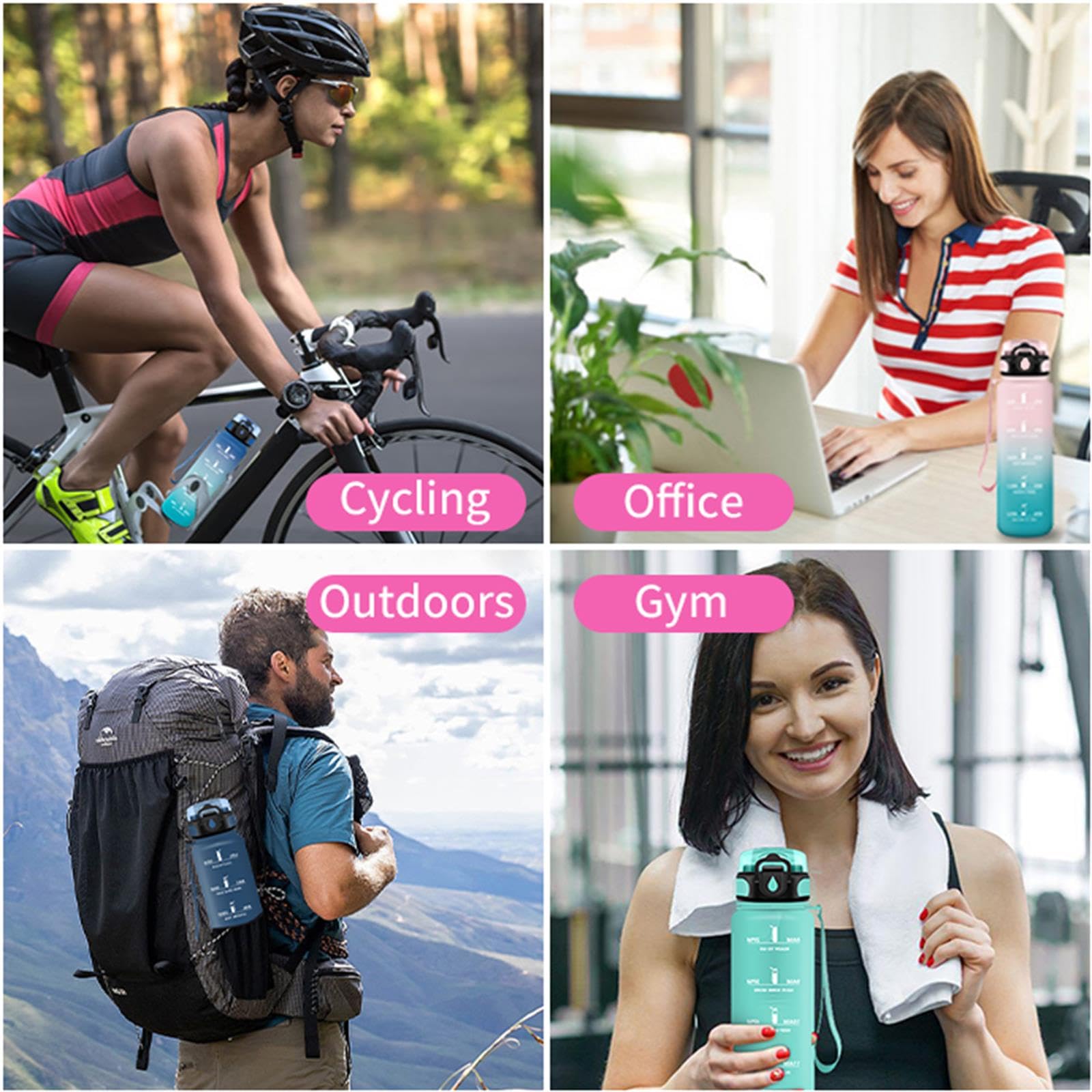 Vikaster Borraccia Sportiva, Borraccia 500ml/1000ml/1500ml, Senza BPA & Prova di Perdite, Bottiglia Acqua Bambini, Bici, Scuola, Palestra, Ufficio, Yoga
