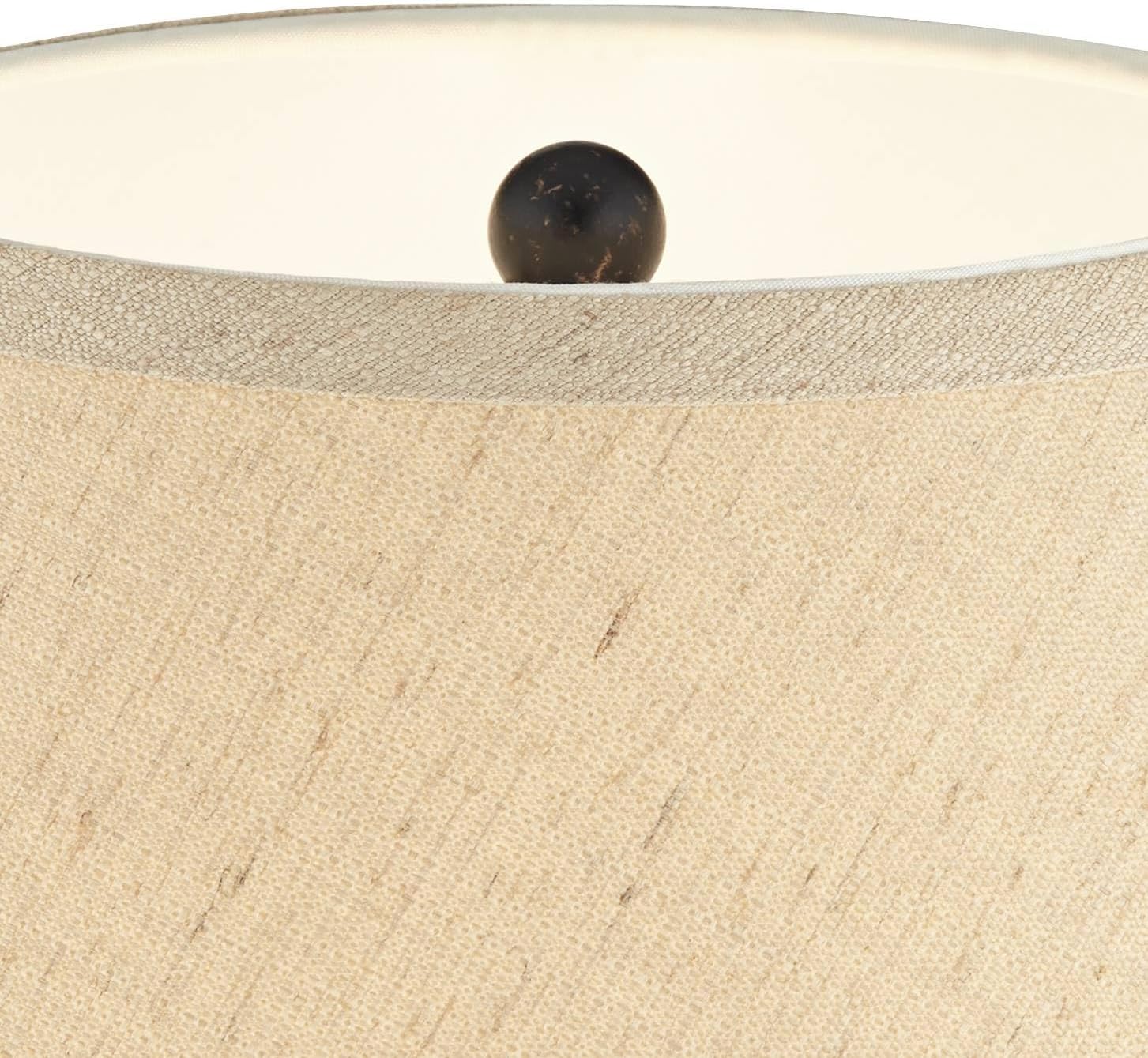 Regency Hill Auburn Modern Rustic Vase-Shaped Table Lamp 25" High Textured Hammered Bronze Brown Metal Natural Linen Empire Shade for Living Room Bedroom House Bedside Nightstand Home Office