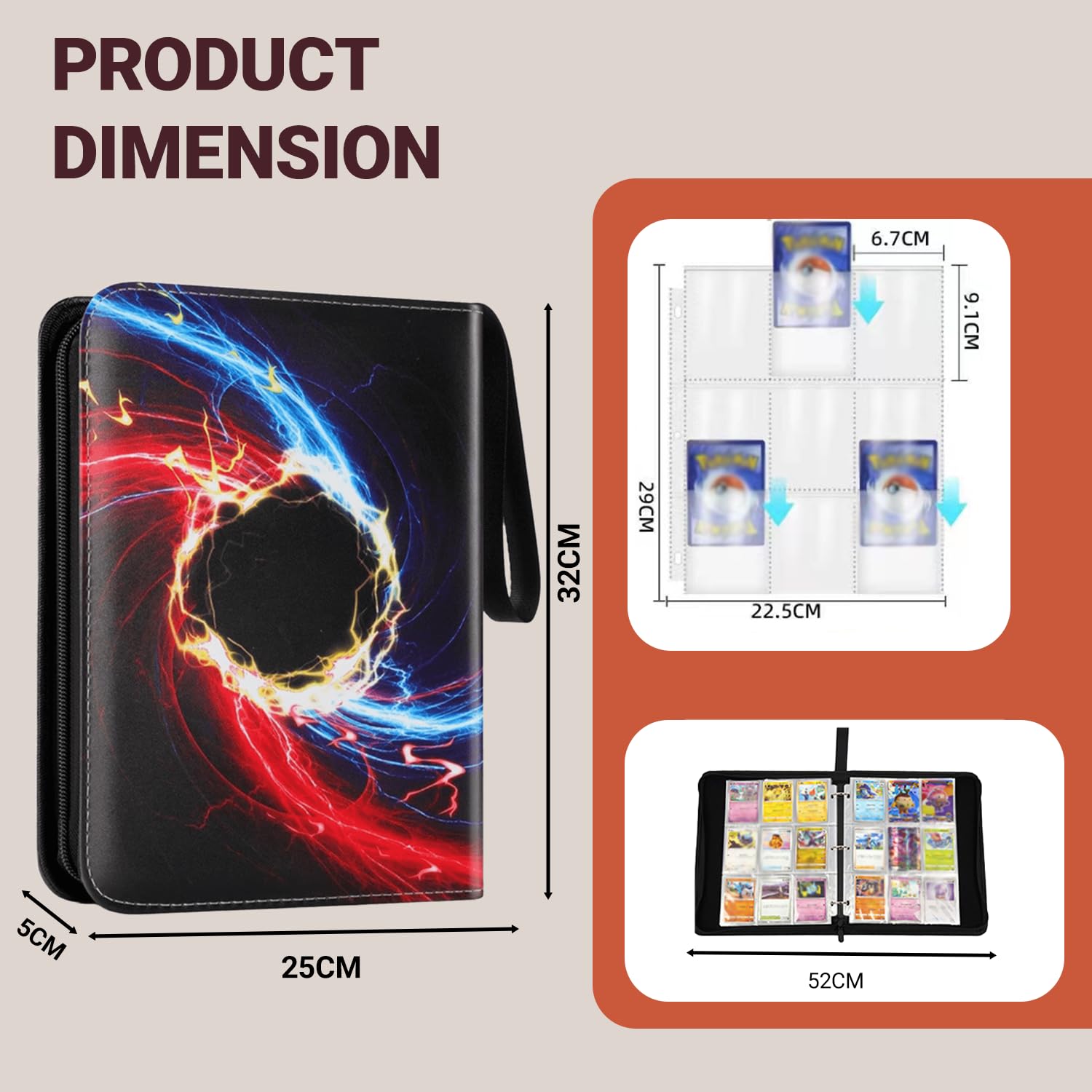 ZHUIYIWIN 9-Pocket Trading Card Zip Binder,900 Pockets Card Binder Folder - Image 4