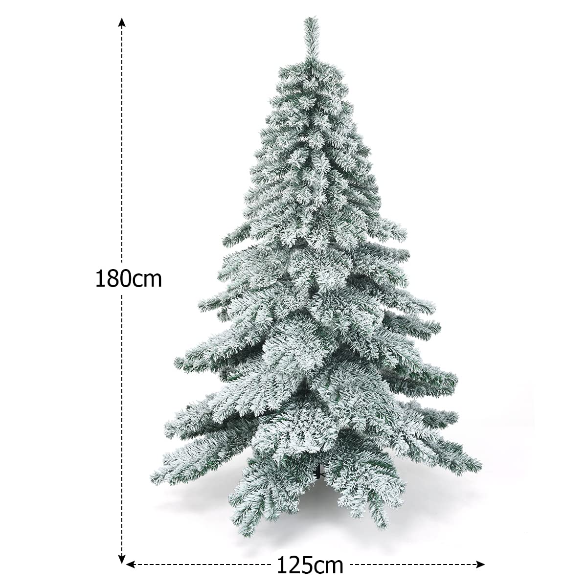GOPLUS Árbol de Navidad Artificial Nevado (Nevado, 180 cm) | Decoración navideña con 657 ramas de PVC ignífugo, soporte de hierro y montaje rápido, plegable