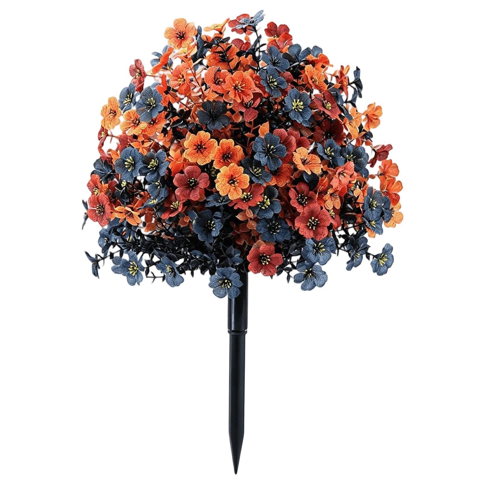 Künstliche Blumen mit Erdspießen, UV-beständiger Kürbis-Augapfel, künstliche Outdoor-Dekoration für Innenhof, Terrasse, Garten, Weg, Fensterbank, Blumentopf, Korridor