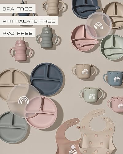 Miniatura 2 de Hippypotamus Platos para niños pequeños con ventosa platos para bebés platos divididos de silicona 100 de grado alimenticio sin BPA aptos para