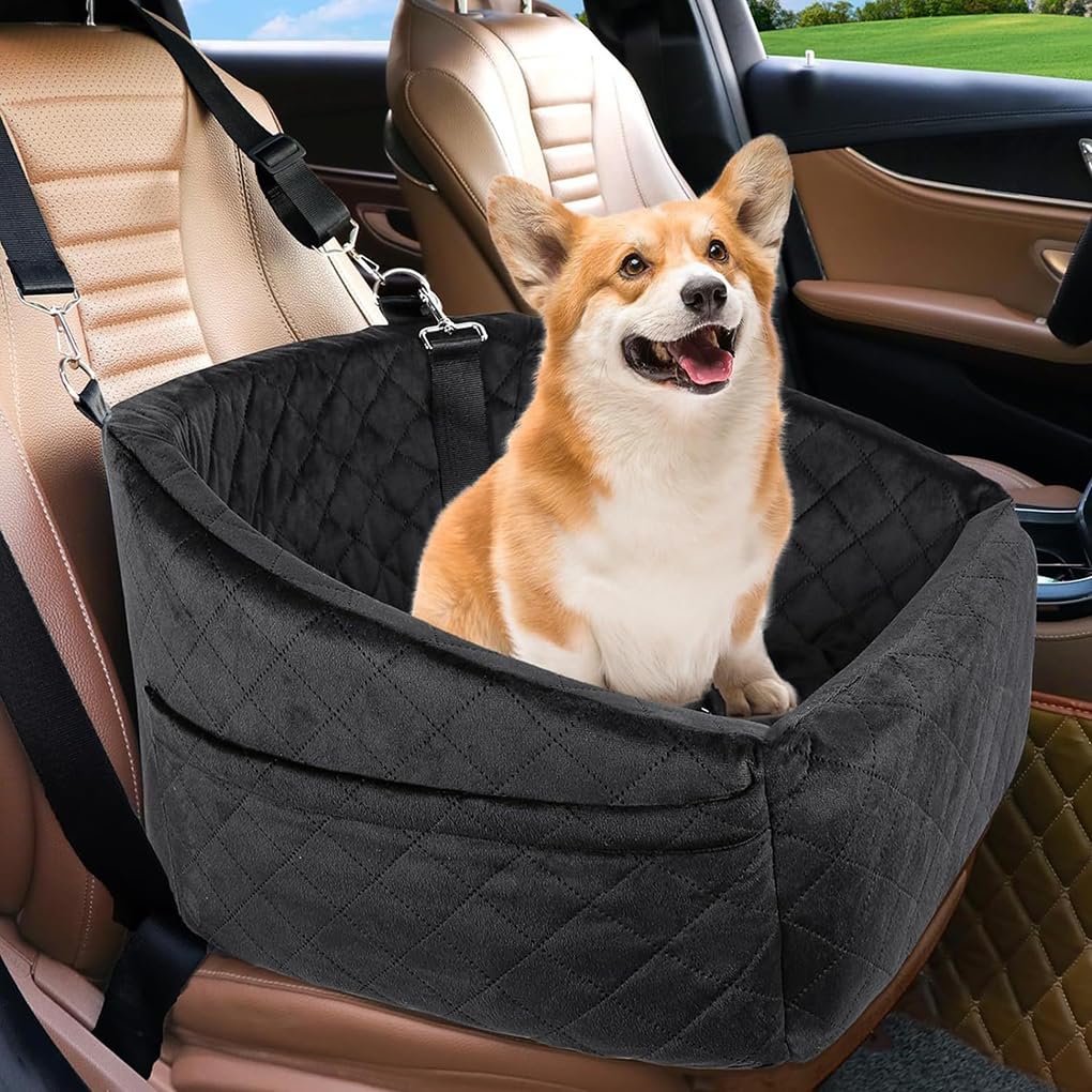 Asiento de Coche para Perros, Cama para Mascotas, Cesta para Perros, fácil de Limpiar, Apto para Todas Las Razas, Accesorios de algodón para, Gris