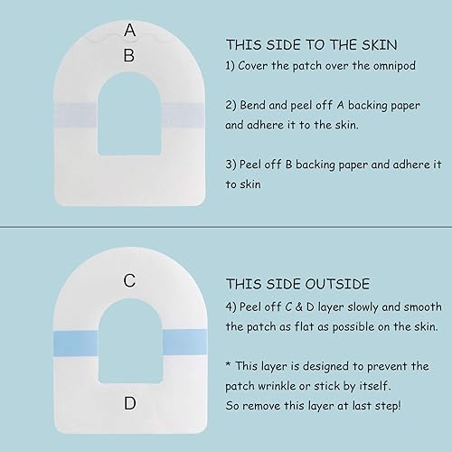 Miniatura 5 de Parches adhesivos Omnipod, YOYOFOX precortados impermeables e hipoalergénicos, sin látex, duran hasta 10 días (30 unidades)