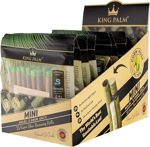 Miniatura 3 de King Palm Hojas de palma naturales de tamaño mini (vitrina – 8 paquetes de 25, 200 rollos en total) – Conos preenrollados – Conos totalmente