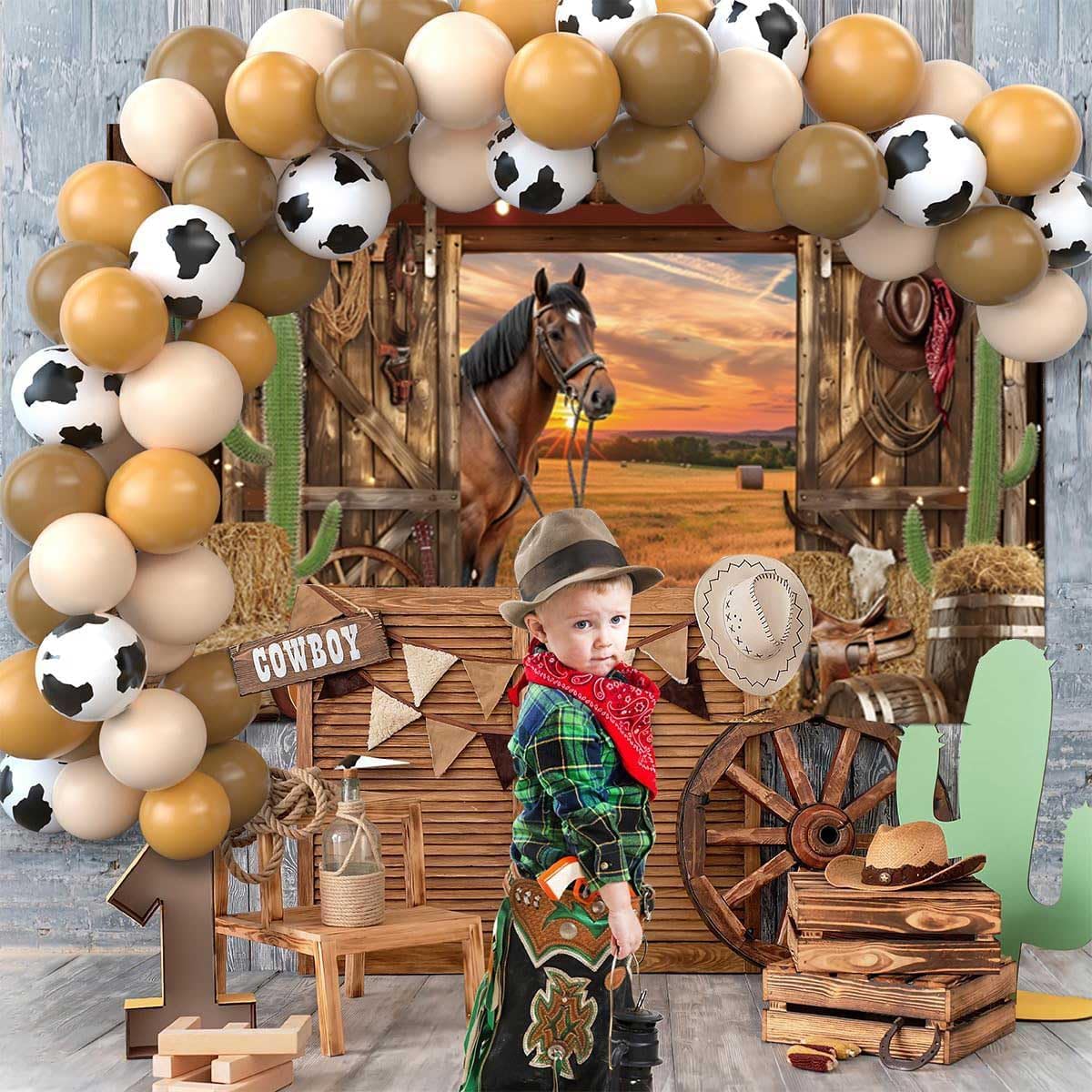 12x8ft Western Backdrop Barn Door Cowboy Backdrops for Photography Western Party Decorations Glitter Wild West Saloon Rodeo Background Large Banner Photo Booth Horse Theme Birthday Baby Shower