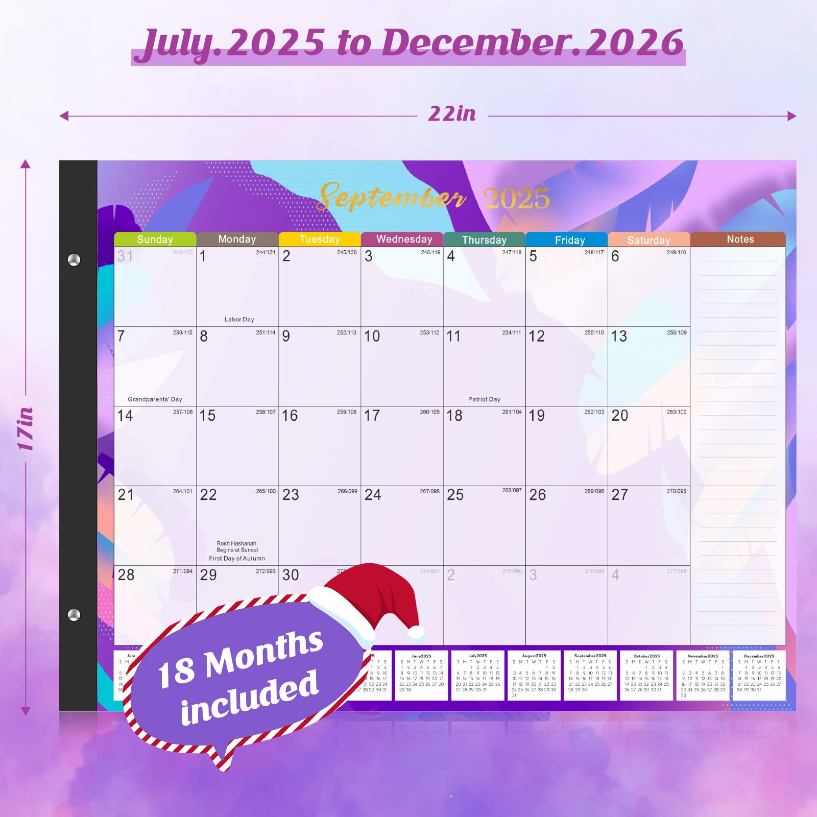 Gannyfer Large Desk Calendar 2025-18 Month Calendar Jan 2025, Jun 2026, 22" x 17" Desktop Pad Calendar - Image 2