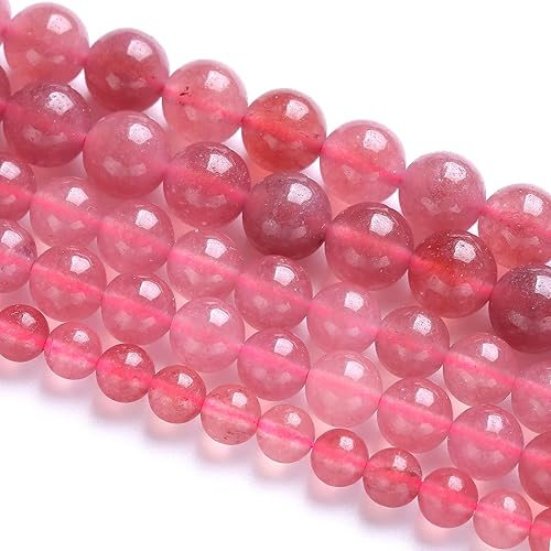 Vista 182 de 38 cuentas de cristal de cuarzo rosa brasileño de piedra natural de 0.394 pulgadas para hacer joyas y pulseras Cuarzo rosa de Brasil