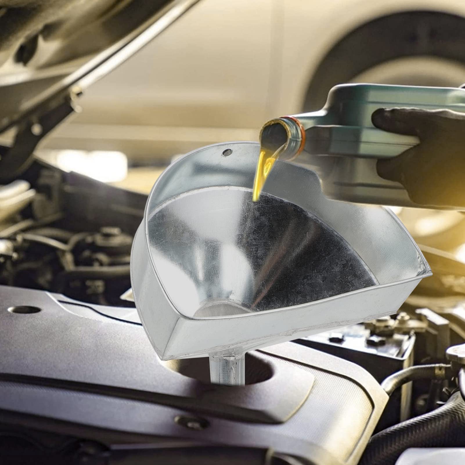 Alipis Embudo De Combustible Del Coche Filtro De Gasolina Embudo De Combustible De Aceite Embudo Automotriz Combustible De Boca Ancha Embudo De Aceite Hierro Forjado Boca Larga