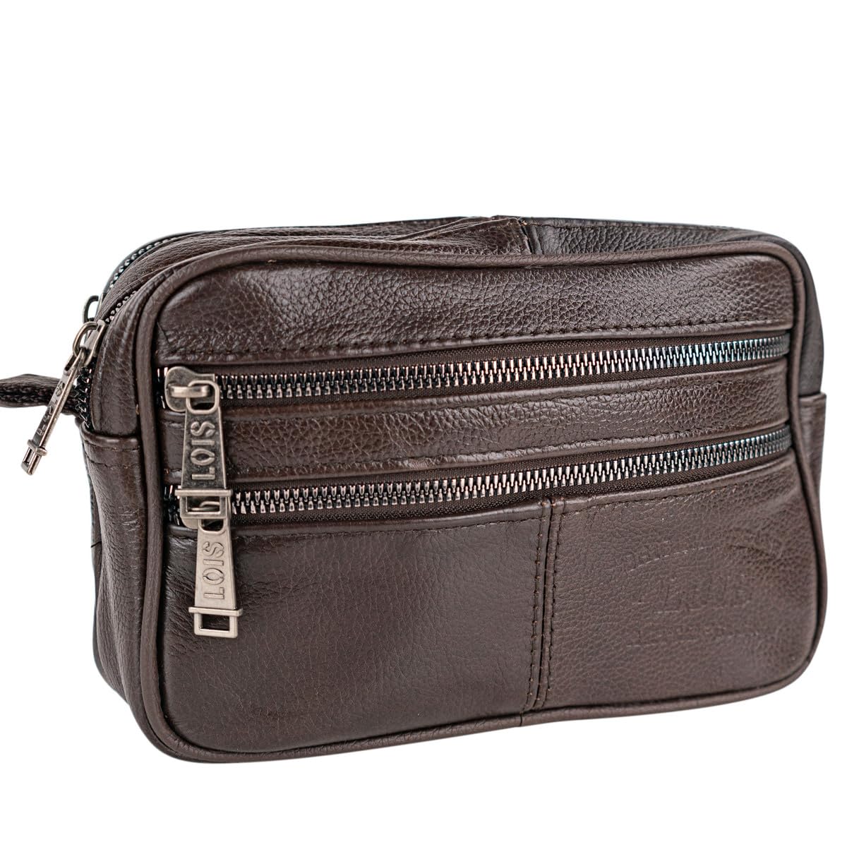 Lois - Bolso De Mano Hombre, Bolso Hombre Elegante De Piel Con Cremallera Y Asa De Muñeca Para Eventos Y Viaje