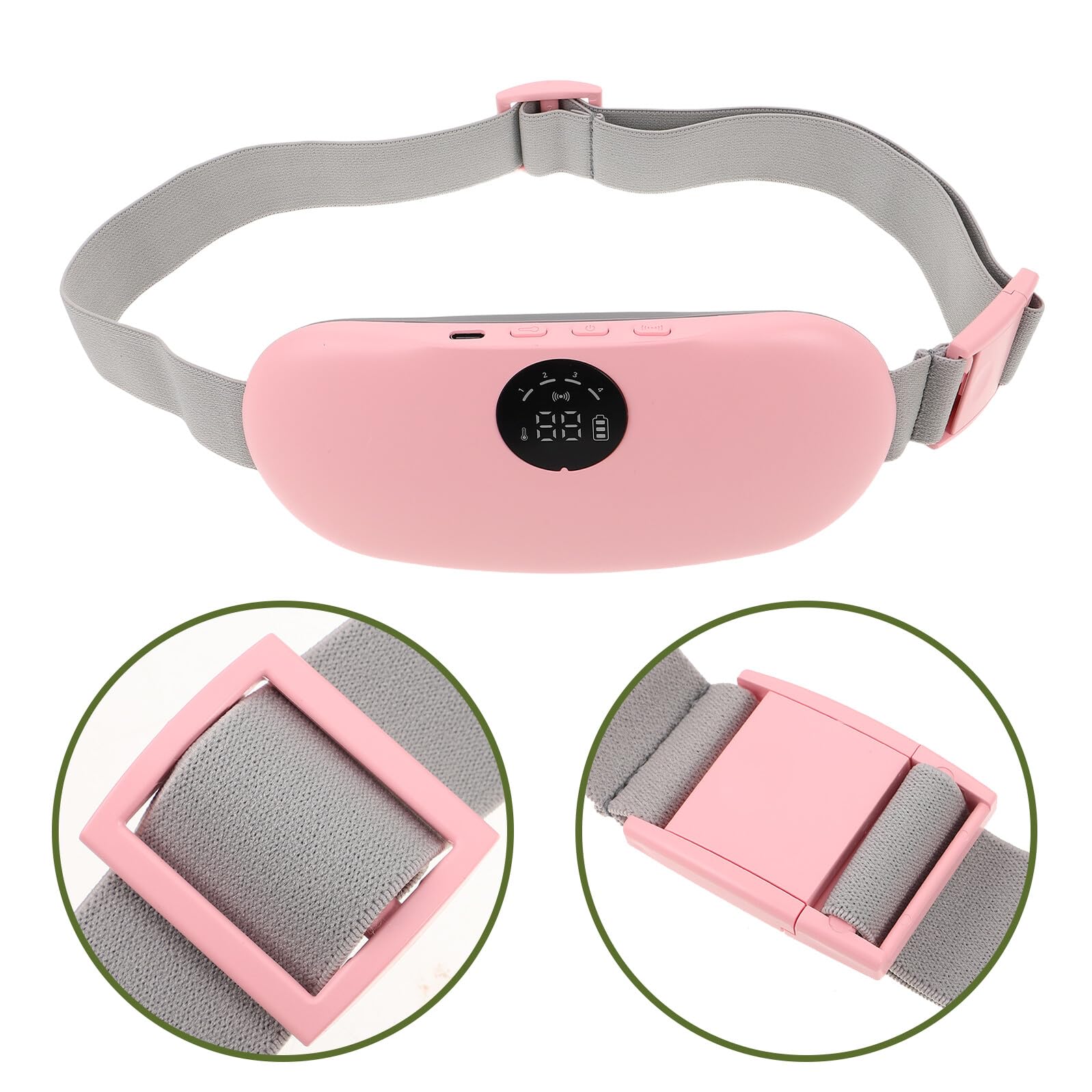 ifundom Cinturón Calefactor Eléctrico para Cintura y Abdomen Masajeador Lumbar Vibratorio Recargable Almohadilla Térmica para Calambres Menstruales Calentador Portátil para Menstrual