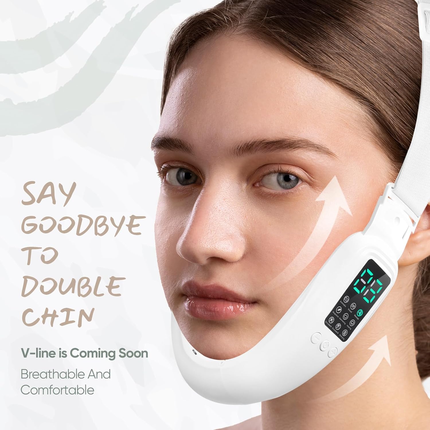 V-Face Shaping Massager électrique gaine visage 8 Mode EMS Lifting Visage, Double Menton/Muscle Masséter,EMS V Face Lifting Appareil Intérieur visage anti-age est